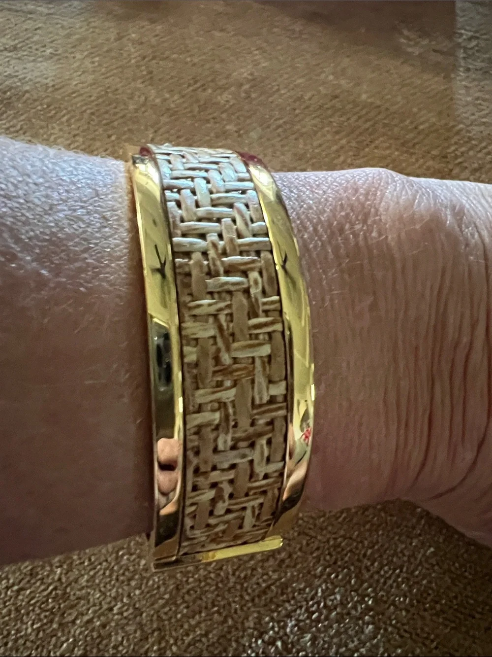 NWT Talbots Gold tone bracelet with woven wood tone